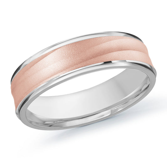 Malo 6mm 18k White & Pink Gold Carved Band