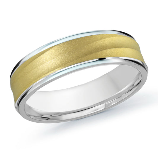 Malo 6mm 14k White & Yellow Gold Carved Band