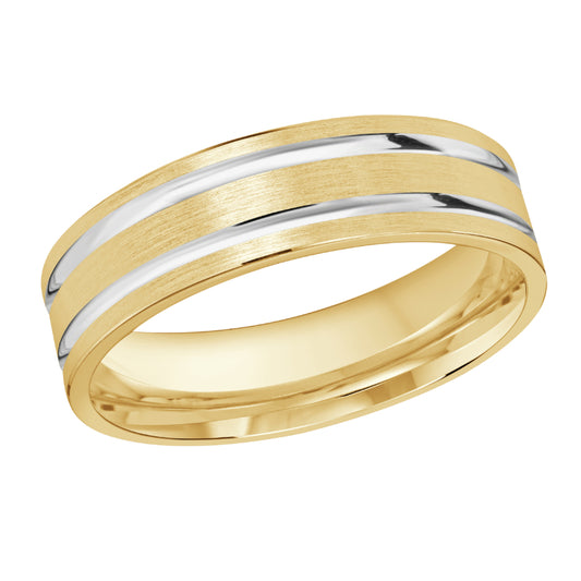 Malo 6mm 18k Yellow & White Gold Carved Band